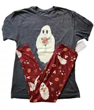 Lularoe Ghost Medium Rocker T & OS Halloween Leggings Pumpkin Heart Outfit New!