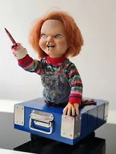 Custom Chucky Doll from 'Childs Play 2' End Scene on Blue Cart - Mezco