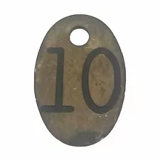 Antique / Vintage Solid Brass Cow Cattle Number Tag #10