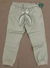 A BATHING APE BAPE SHARK STRETCH JOGGER PANTS KHAKI TAN SZ 2XL (#53