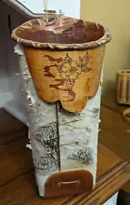 White Oak Birch Bark Carved Hanger Sconce Vintage