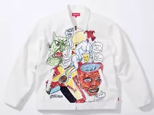 SS20 SUPREME X DANIEL JOHNSTON EMBROIDERED WORK JACKET WHITE SZ XL (Bin #7)