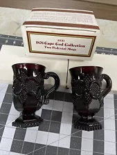 VTG Avon 1876 Cape Cod Collection (2) Pedestal Mugs & Box Red - New