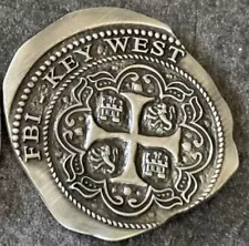 FBI - Key West RA Spanish Doubloon antique silver 1.75in vsn - Challenge Coin