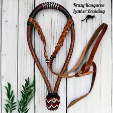 Black, Red, Natural, Hackamore Kangaroo Bosal Twisted Rawhide Core with hanger