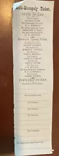 1873 IOWA JACOB VALE INDEPENDENT CANDIDATE FOR GOVERNOR CAMPAIGN BALLOT