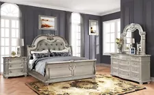 New ListingCURBSIDE SHIPPING TO MD 20650-NEW Queen 4PC Antique Gray Bed Set Marble B/D/M/N