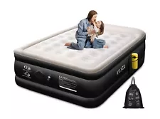 Queen Mattress with Built-in Wireless Pump & Flocked Surface 18" Elevated...