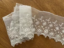 Antique Net Lace Edge Trim Floral Embroidery Victorian Edwardian Doll Clothing