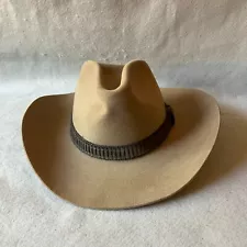 Vintage Stetson Cowboy Hat Mens 7 1/4 Beaver 3X Stampede Palomino Leather Trim