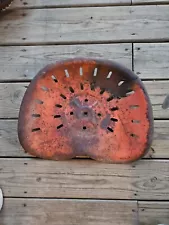 Vintage Red Distressed Tractor Seat Brand Unknown Measures 18 X 14