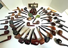 ESTATE HUGE LOT 49 SMOKING PIPES-20 ARE UNSMOKED-DUNHILL, CARVED MEERSCHAUM ETC.