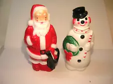 Vintage 1960s Christmas Empire Santa Snowman Blow Molds USA !!