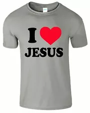 I Love Jesus Men T-Shirt Christian Grateful Cross Religious Faith Gift New Tee