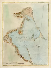 1770 Map Coastal Nautical Chart of Plymouth Bay Massachusetts Wall Art Poster