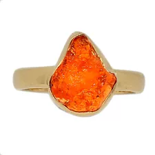 18K Gold Vermeil Natural Mexican Opal Rough Ring Jewelry s.6 CR45435