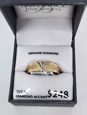 New Brillance 10k Yellow Gold Diamond Wedding Band Ring Comfort Mens Size 10