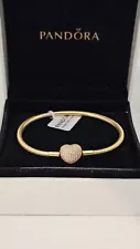 Pandora Moments 14k Golden Plated Snake chain Charm Bracelet size 7.1 in Sale!!!