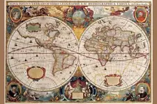 World Map 17th Century Antique Vintage Art Print Poster 24x36