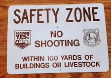 Vintage Wyoming Fish & Game Dept SAFETY ZONE No Hunting Allowed Hunt Fish Sign