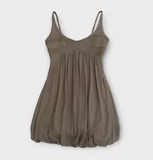 Bebe Women’s Dress Size Medium Bubble Hem Mini Silk Trim Y2K Neutral