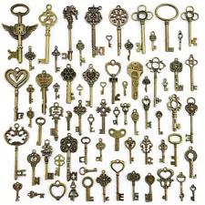 JIALEEY Vintage Skeleton Keys, Wholesale Bulk Lots Mixed Set of 70 Antique Bronz