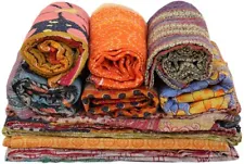 Old Saree Patchwork Multicolor 10 Kantha Quilt Handmade Throw Reversible Blanket