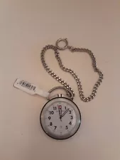 Swiss Army Pocket Watch Silver Tone White Red Dial Swiss