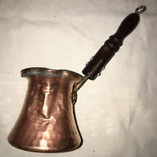 Vintage Hammered Copper Turkish coffee pot with wood handle