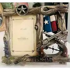 Photo Frame 4x6 Texas Flag & Guns Wood Cabin Rustic Decor