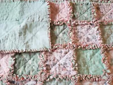 Crib Rag Quilt Woodland Theme Nursery Bedding Layered Flannel 36 X 58" Handmade