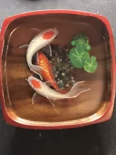 3D Koi / Gold FISH Resin hand painting feng shui for LOVE Prosperity and wealth