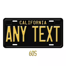 California Vintage BLACK Personalized License Plate ANY TEXT YOUR NAME Custom