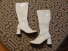 White Go Go Disco Dancer 60s 70s Hippie Knee High Costume Boots Womans Halloween