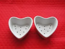 Set of 2 Apilco Porcelain France Coeur a la Creme Cheese Molds White Heart 3.5“