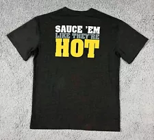 Buffalo Wild Wings Mens Gray T Shirt LARGE Sauce Em Like Theyre Hot Chicken Food