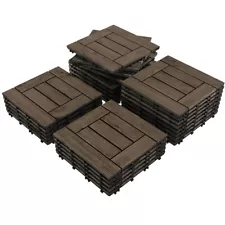 27pcs Interlocking Tiles Wood Floor Tiles for Outdoor & Indoor Deck 12x 12 Used