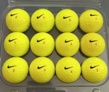 (12) Nike RZN Black Tour Level Yellow High Visibility Golf Balls One Dozen 5A