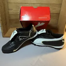 NEW Puma Esito TT JR Soccer Shoes Color Black/White/Pale gold. NIB size 1