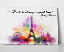 Audrey Hepburn Paris Quote Poster or Canvas