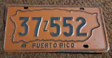 Vintage Puerto Rico License Plate 37Z552