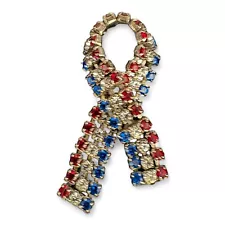 Vintage Red/White/Blue Rhinestone Ribbon Lapel Pin—Show Your Love For The USA