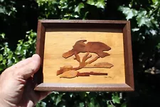 Vintage Wood Marquetry Inlay Picture Cypress Tree Carmel, California by Alko