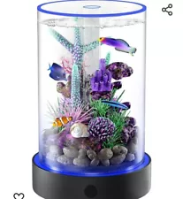 STreams Aquarium Desktop Fish Tank, 6-Color Automatic Cycle Light, Filter