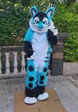 Leopard Husky Dog Mascot Costume Fursuit Halloween Suit Cosplay @058