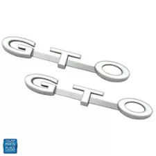 1969 GTO & Judge "GTO" Fender Emblems White & Chrome Show Quality - Pair