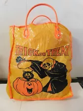 1970s Era B & E Sales Vinyl Plastic Style Halloween Trick or Treat Bag