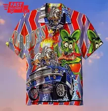 Rat Fink Rattail Hot Rod Hawaiian Shirt, Chevelle Hawaiian Shirt, Hawaiian Shirt