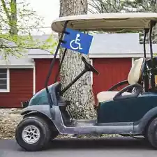 Handicap Flags Disable Golf Cart Flag with Straps, Blue, 8.26"X5.9"