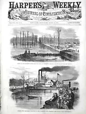 1863 HARPER WEEKLY LOUISIANA MISSISSIPPI RIVER MAP VICKSBURG YAZOO 2 NAST PRINTS